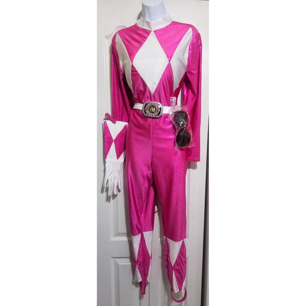 Power Rangers Pink Ranger Sassy Bodysuit Costume Belt Gloves Sunglasses Sexy SM